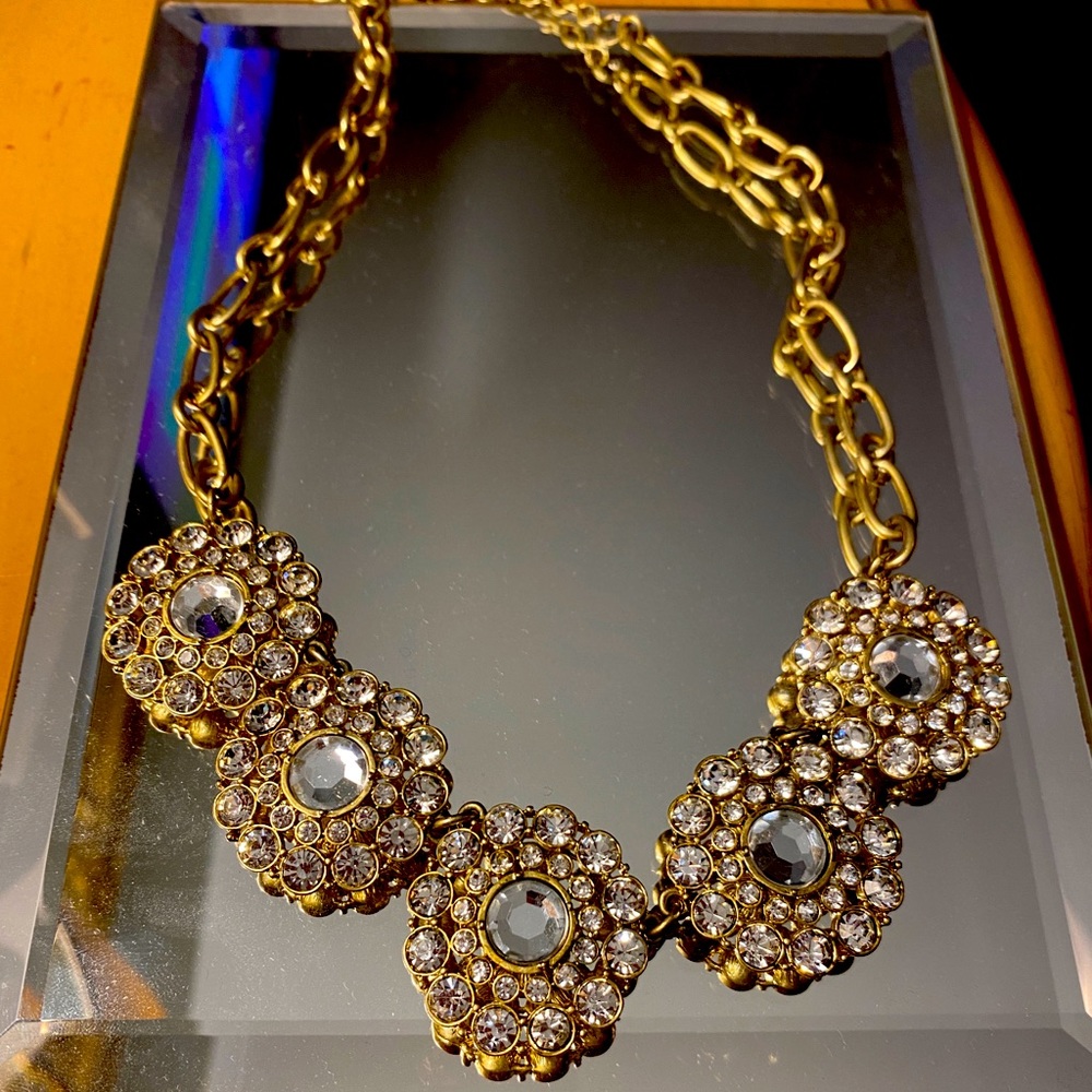 J. Crew Crystal Stone Flower Necklace
